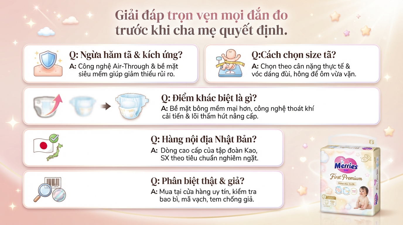 Bỉm Merries First Premium có tốt không? Đánh giá chi tiết từ Avakids