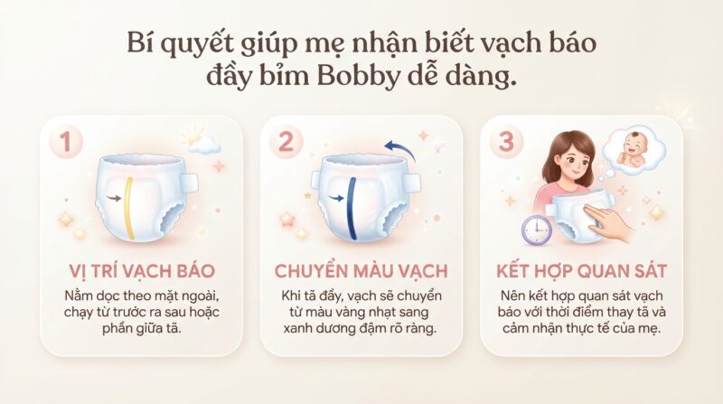 Xác định vạch báo đầy bỉm bobby ở đâu giúp mẹ chủ động theo dõi tã.