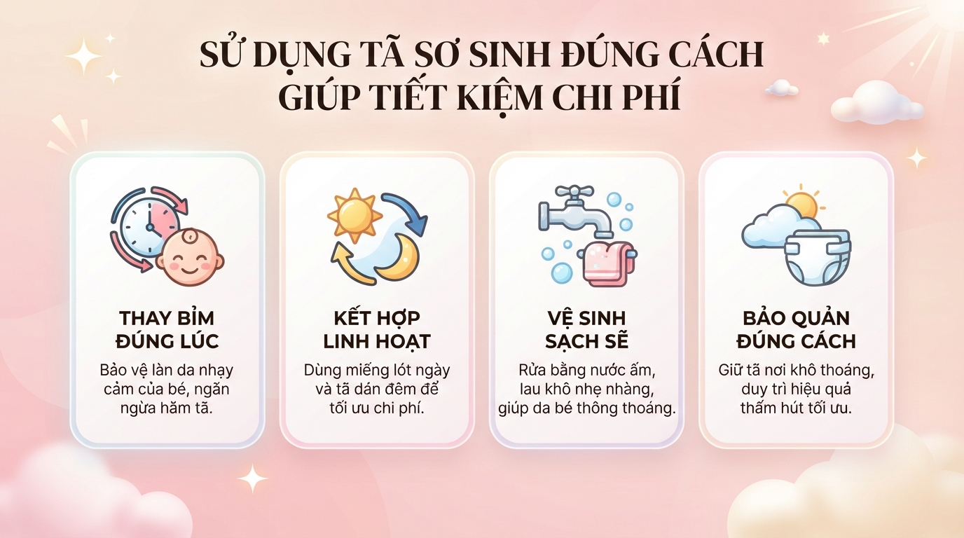 Trẻ sơ sinh tháng đầu dùng hết bao nhiêu bỉm? Gợi ý cách chọn tã phù hợp